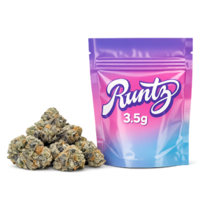 Runtz 3.5g premium hybrid cannabis flower with dense frosty buds